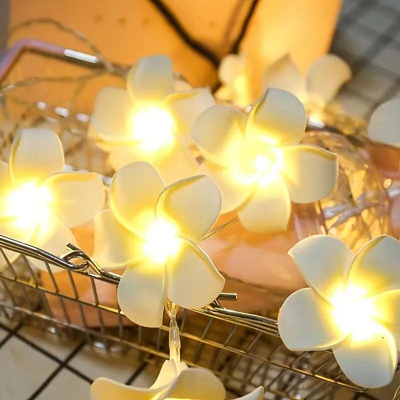 Elegant Wedding Reception Party Plumeria Fairy Lights, 1.5m Flower String Lights for Christmas Weddings & Home Decorations2