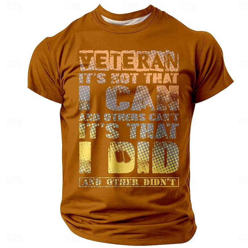 Veterans Day Men's Patriot Patriotic Veteran Graphic T shirt Short Sleeve T shirt 3D Print Crew Neck Shirt Casual Street Style Holiday Going out Light Brown Black Yellow Spring & Summer Clothing4