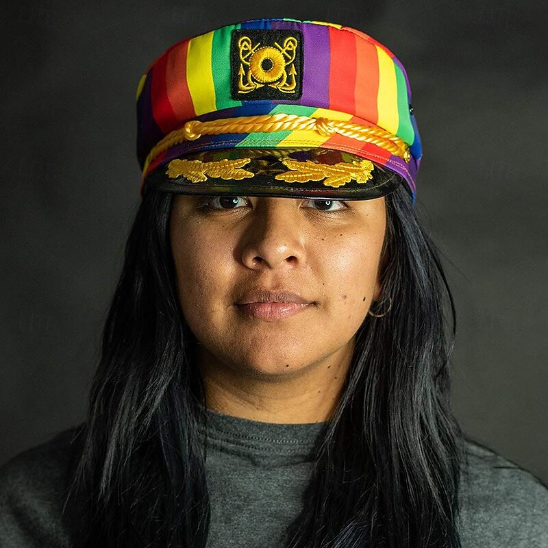 Rainbow Halloween Captain's Yacht Sailors Hat LGBT LGBTQ Gay Lesbian Adults' Men's Women's Masquerade Pride Parade Pride Month Easy Halloween Costumes Dress Up2