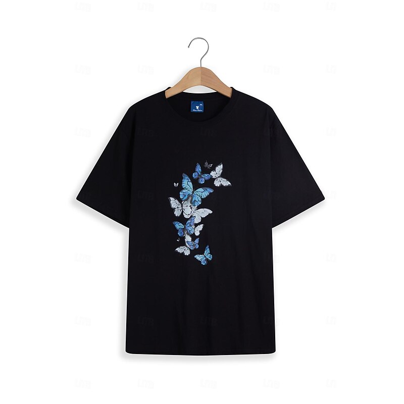 Women's T Shirt Butterfly Basic Short Sleeve T-shirt Sleeve Round Neck Regular Tops Home Daily Date Print Basic Black White Dark Pink Blue Summer 17