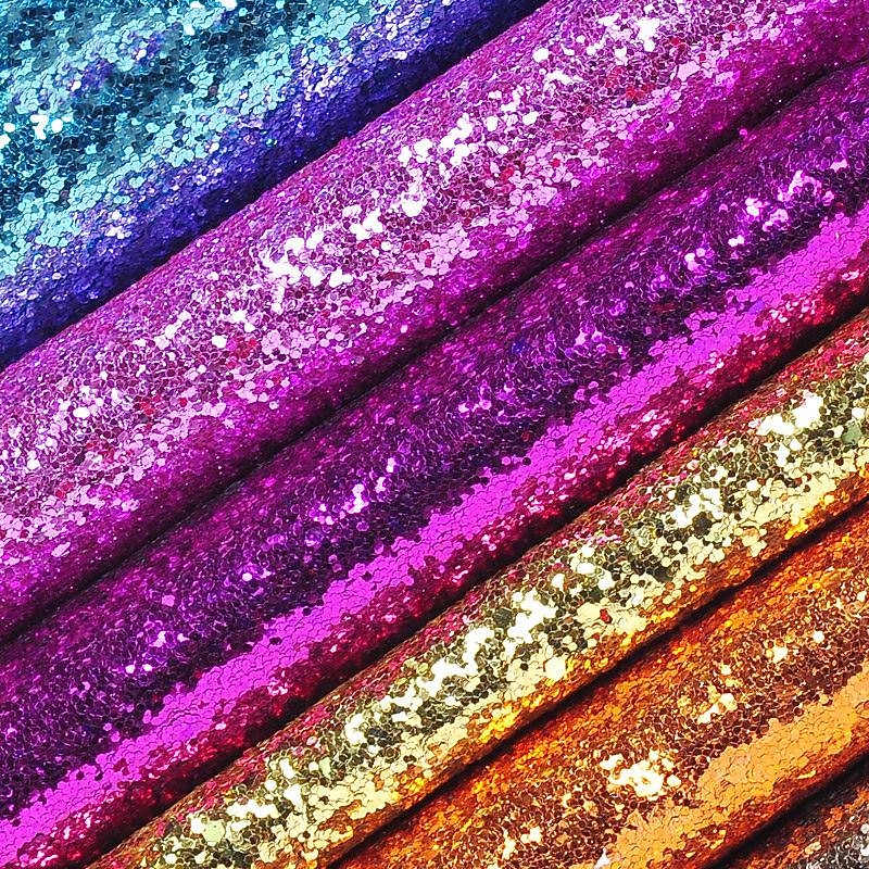 PU Large Glitter Gold Onion Powder Fabric Hexagonal Coarse Sand Sequins Shining Powder Artificial Leather Glitter Material 1*1.38m