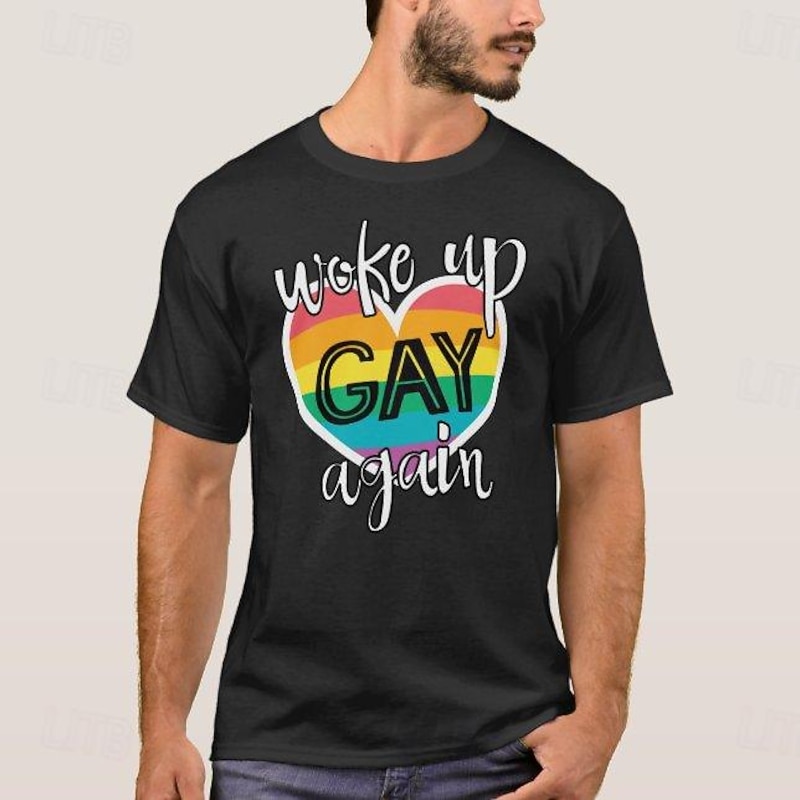 LGBT LGBTQ T-shirt Pride Shirts Rainbow Woke up Gay Again Funny Lesbian Gay For Couple's Unisex Adults' Masquerade Hot Stamping Pride Parade Pride Month
