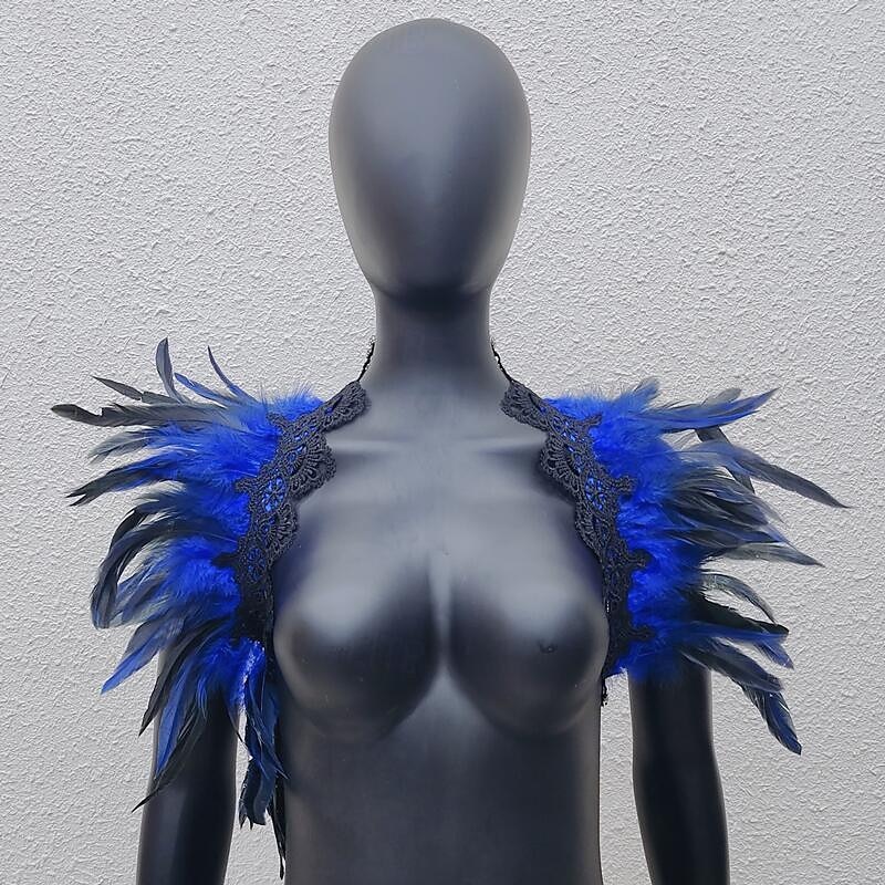 Punk & Gothic Masquerade Shawls Feather Cape Witch Feather Fancy Dress Women's Fantasy Walpurgis Night Halloween Carnival Masquerade Performance Party / Evening Adults' Shawl3