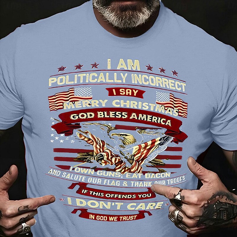 Veterans Day Men's Patriot Patriotic Veteran Graphic Prints Eagle National Flag T shirt Graphic Tee Cotton Short Sleeve Graphic Shirt Heather Gray Wine Blue Comfortable Tee Street Vacation Fashion3