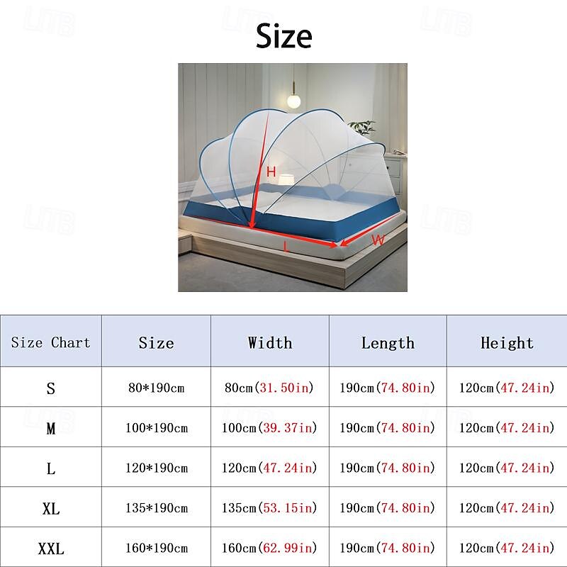 47" Height Mosquito Net Foldable One Second Open and Close Household Nets Large Space Mosquito Netting for Bed Sleep with Free Installation2