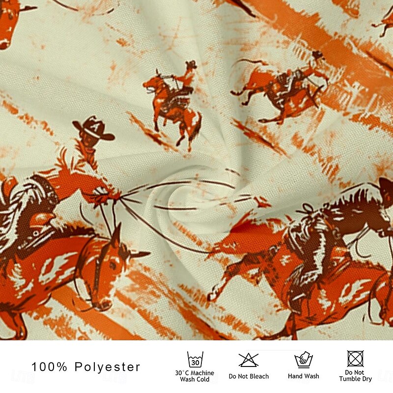 Men's Denim Shirt Western Shirt Cowboy Shirt Short Sleeve Western Style Tribal Summer Spring Shirt Collar Yellow3