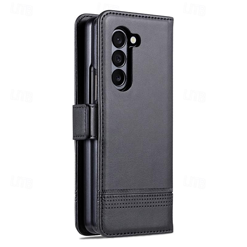 Phone Case For Samsung Galaxy Z Fold 7 Z Fold 6 Z Fold 5 Z Fold 4 Z Fold 3 Wallet Case Full Body Protective Kickstand Card Slot Retro PC PU Leather4