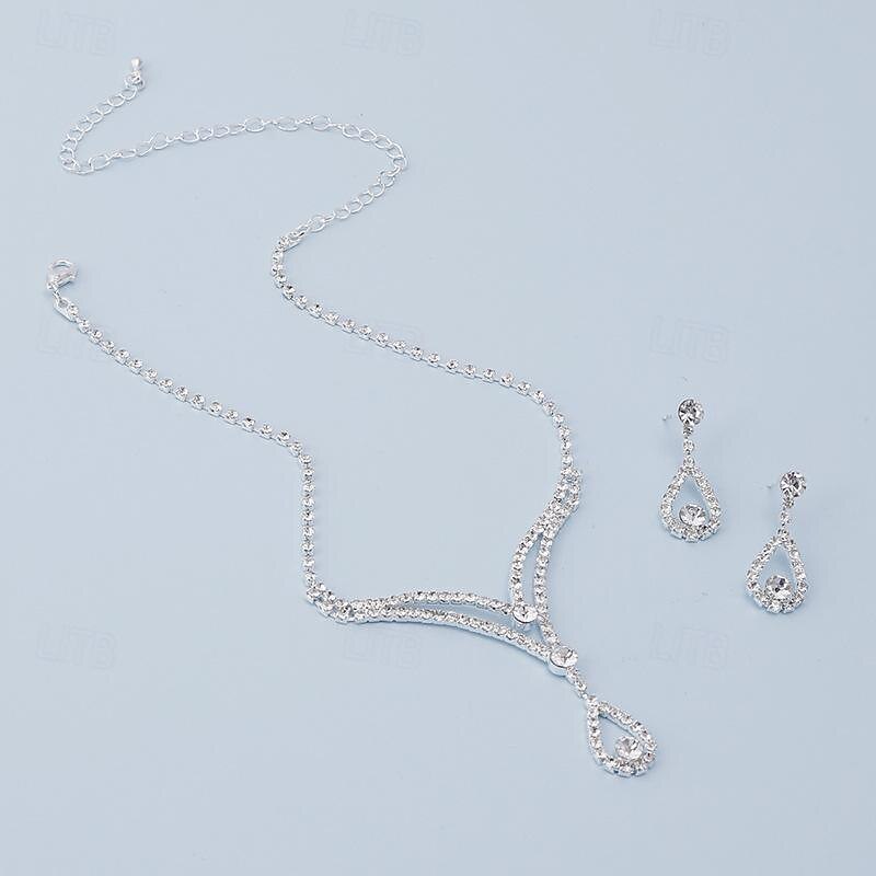 Bridal Jewelry Sets One-piece Suit Alloy Earrings Necklace Women's Luxury Cute Joy Geometric Jewelry Set For Party2