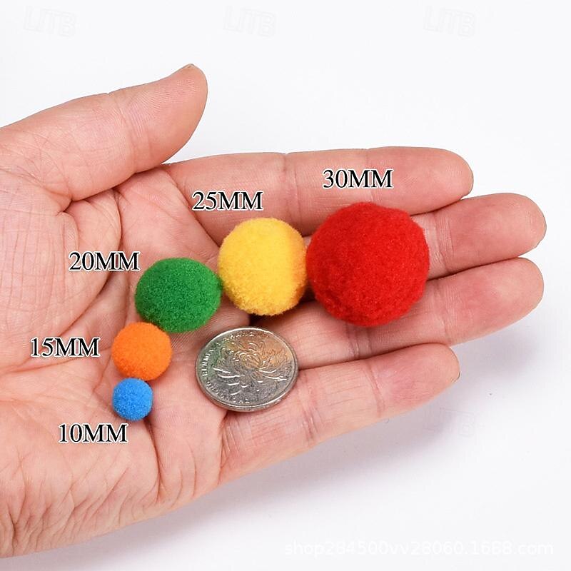 2PCS High Elasticity Gradient Christmas Colored Plush Ball DIY Plush Ball Children's Handmade Jewelry Material Accessories2