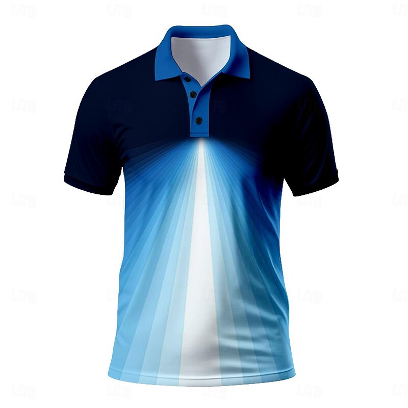 Men's Polo Shirts Golf Shirt Short Sleeve Polo Shirts Collared Shirts Casual Vacation Wear Formal Wear Festival Wear Buttons 3D Print Summer Spring Black / Orange Blue Mint Green3
