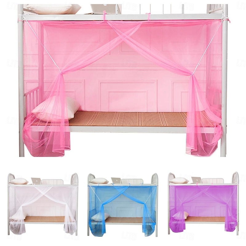 Mosquito Net Density Strap Student Dorm Mosquito Net Solid Color White Courtyard Wedding Mosquito Netting Include Pair of Rope Mosquito Prevention Hooks Mosquito Netting