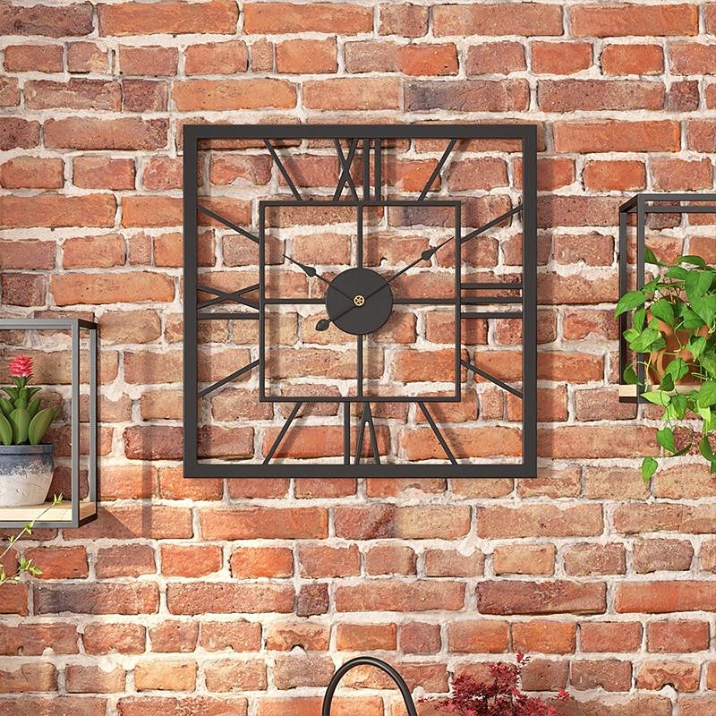 Wall clocks Large Vintage Luxury Wall Clock Metal With Mirror Wall Clock Modern Design Silent Square Clocks Wall Home Decor4