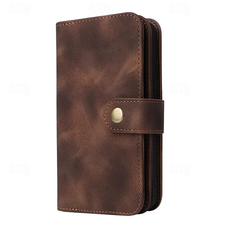 Phone Case For Samsung Galaxy S23 S22 S21 FE S21 Ultra Plus A14 A54 A73 A53 A33 A13 Wallet Case Zipper Full Body Protective with Wrist Strap Retro TPU PU Leather4