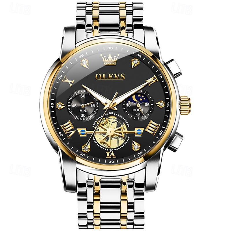 New Olevs Brand Men'S Watch Luminous Chronograph 24-Hour Indication Quartz Watch Business Steel Belt Men'S Waterproof Wristwatch3
