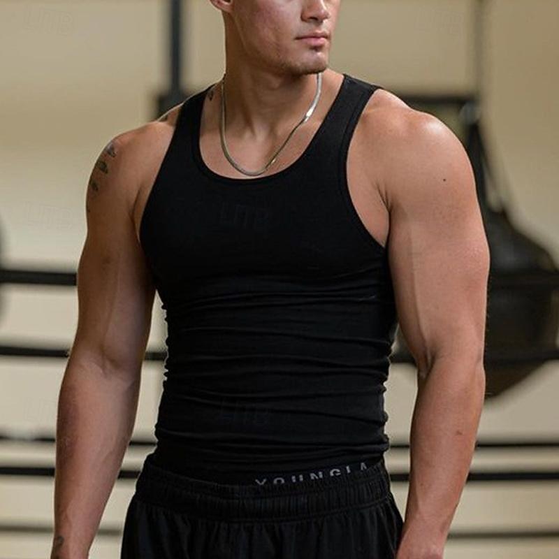 Men's Tank Top Vest Top Undershirt Sleeveless Shirt Sleeveless Crew Neck Spring & Summer Plain Fashion Designer Basic Vacation Street Going out Light Yellow Black White Top Tee for Men 12