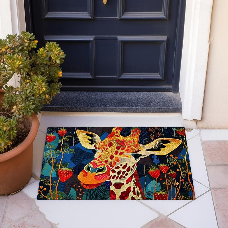 Colorful Giraffe Doormat Non-Slip Oil Proof Rug Indoor Outdoor Mat Bedroom Decor Bathroom Mat Entrance Rug Door Mat2