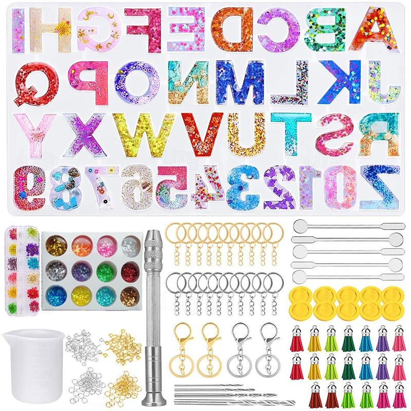 Drip Adhesive Pendant Mirror Silicone Mold DIY Epoxy Resin Key Pendant Tool Letter Silicone Mold3