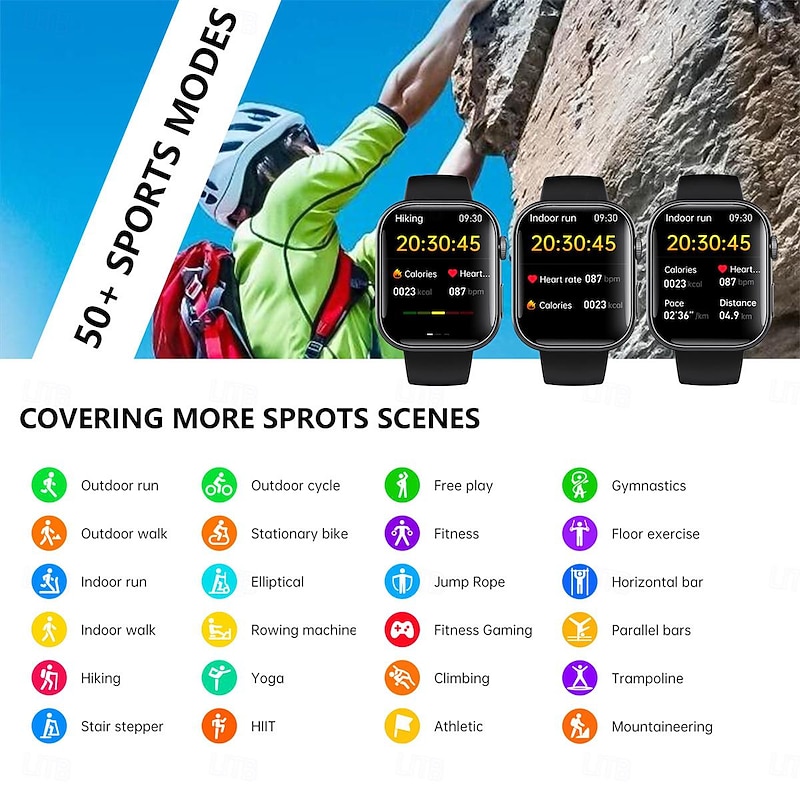 F100 Smart Watch Bluetooth Call 2.1inch Large Screen ECG HRV 24 Hrs Heart Rate Health Monitor SOS Men Women Smartwatch2