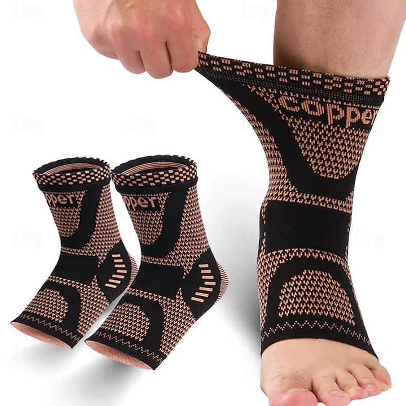 1PC Ankle Brace, Copper Infused Ankle Support Compression Sleeve for Men Women, for Foot Pain Relief, Plantar Fasciitis, Sprained Ankle, Achilles Ten