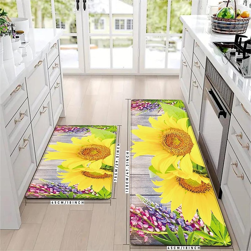 Sunflowers Farmhouse Area Rug Kitchen Mat Non-Slip Oil Proof Floor Mat Livingroom Rug Indoor Outdoor Mat Bedroom Decor Bathroom Mat Entrance Rug Door Mat2