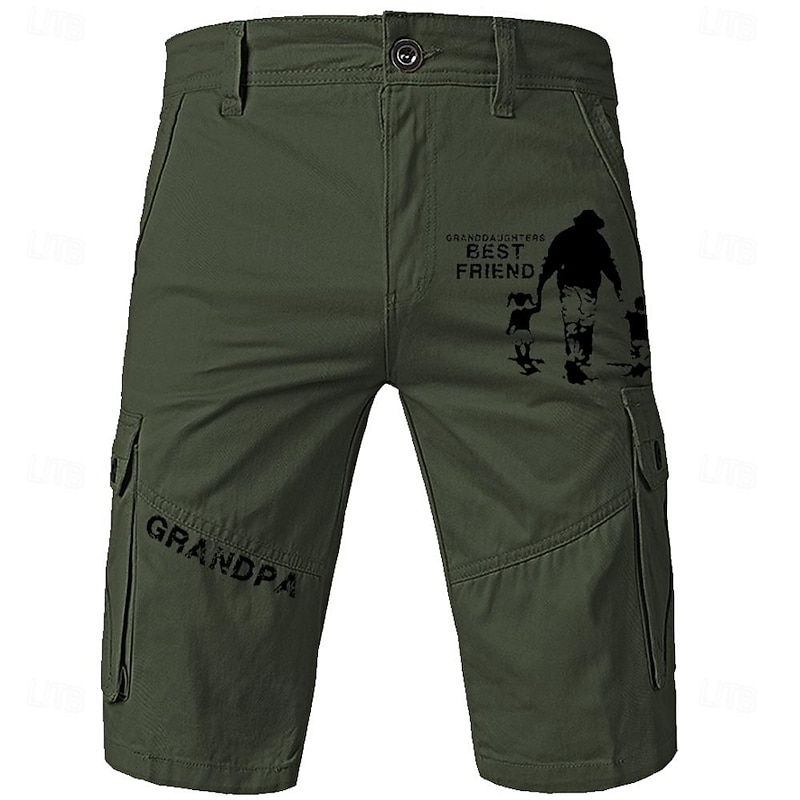 Father's Day papa shirts Grandpa Print Men's Cargo Shorts Cotton Drawstring Classic Cargo Stretch Short with Multiple Pockets Sports Outdoor Fashion Designer Shorts2