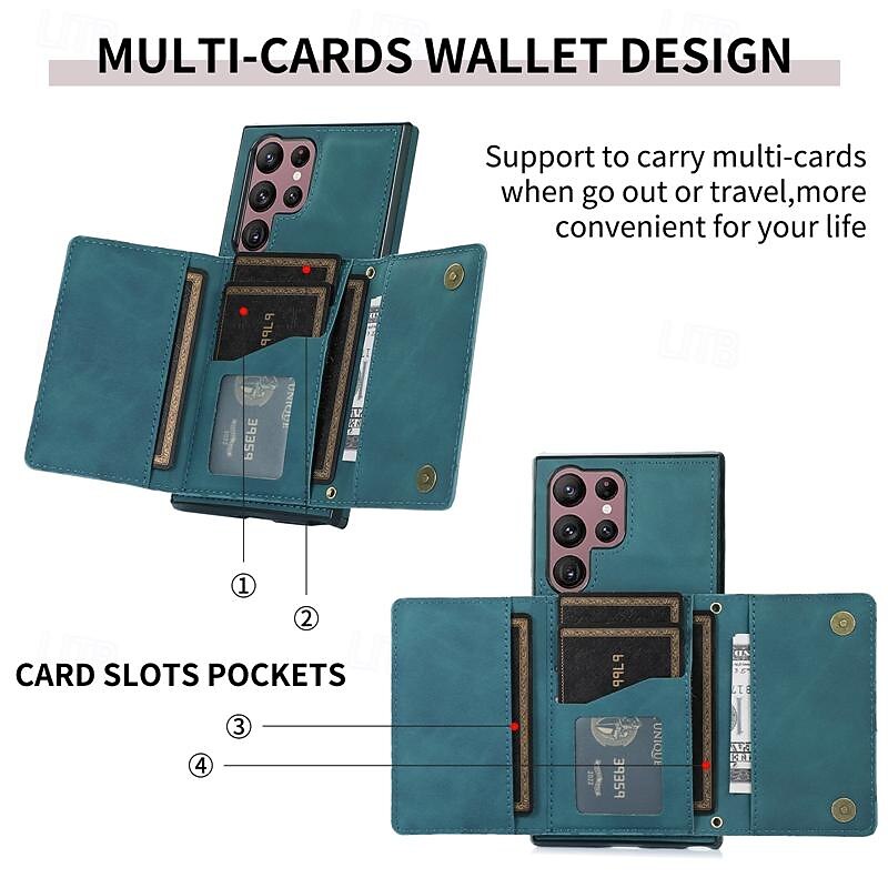 Phone Case For Samsung Galaxy S25 S24 S23 S23 FE S22 S21 Ultra Plus A55 5G A35 5G A25 A15 Wallet Case with Stand Holder Magnetic Card Slot Retro TPU PU Leather4