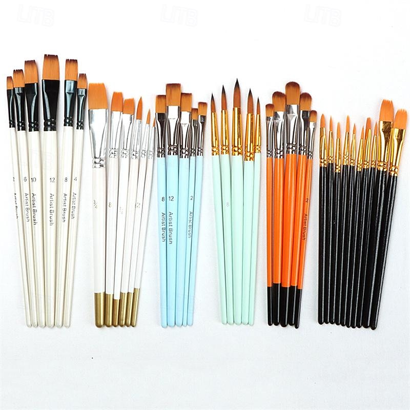 Brush Set with 20 Round Head Brushes Nylon Brush Acrylic Paint Brush Art Student's Line Drawing Pen for Painting2