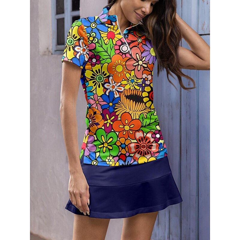 Women's Golf Polo Shirt Orange Short Sleeve Top Ladies Golf Attire Clothes Outfits Wear Apparel4