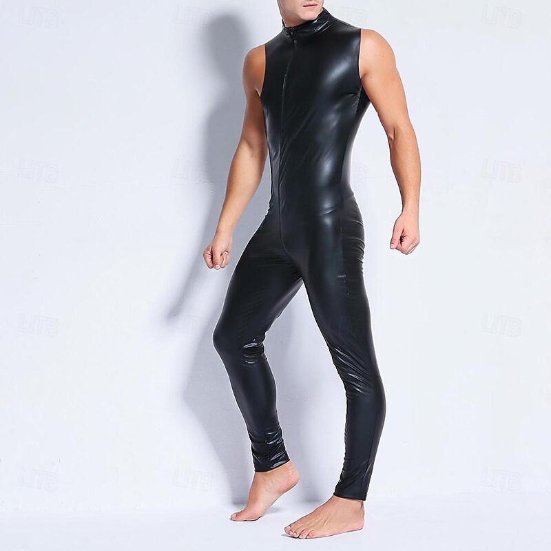 Dance Costumes Exotic Dancewear Pole dance Leotard / Onesie Pure Color Splicing Men's Performance Training Sleeveless High PU2