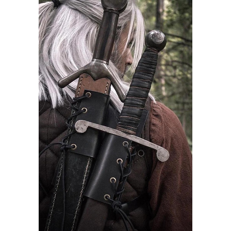 Medieval Renaissance Steampunk Cosplay Costume Scabbard Sword Holder Warrior Viking Celtic Knight Fancy Dress Men's Women's Pirate Fantasy Halloween Masquerade Performance Stage LARP Adults' Sscabbard3