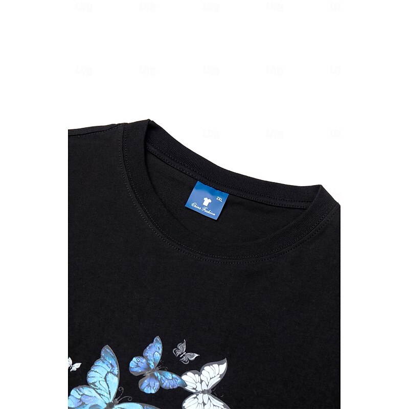 Women's T Shirt Butterfly Basic Short Sleeve T-shirt Sleeve Round Neck Regular Tops Home Daily Date Print Basic Black White Dark Pink Blue Summer 19