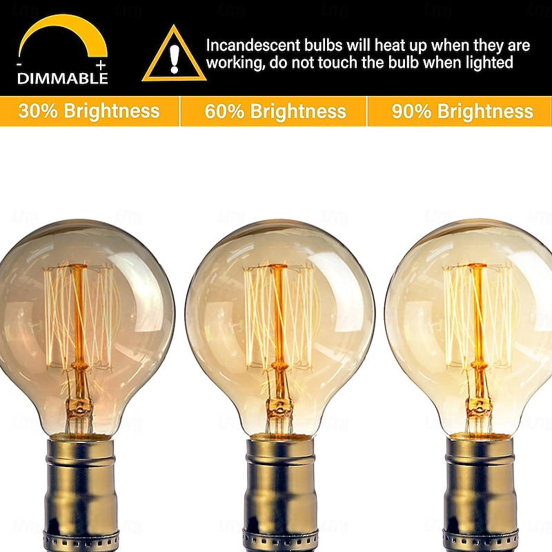 1/2pcs 40W Edison Bulb G80 G95 G125 Dimmable Retro Bulb E27/E26 Base Antique Straight Bulb Amber Glass 2200k Warm Yellow Incandescent Bulb Used for Home Lighting Decoration AC110V AC220V3