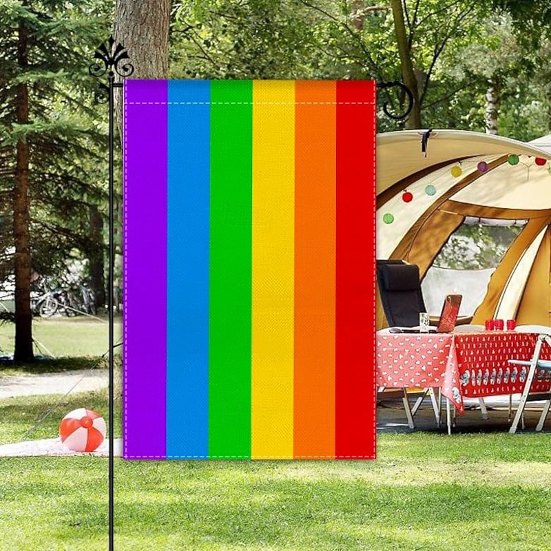 June Pride Month Rainbow Pride Month LGBTQ LGBT Garden Flags Set of 12 Double Sided 12x18Inch Yard Flags, Small Garden Flags for Outdoor Decoration Holiday Garden Flags for All Seasons Happy Pride3