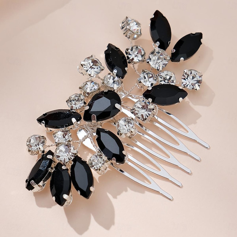 Hair Combs Headdress Headpiece Rhinestone Alloy Wedding Cocktail Vintage Luxury With Rhinestone Splicing Headpiece Headwear3