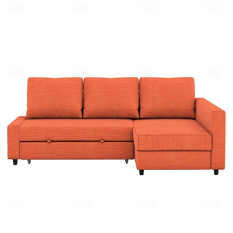 Linen Sofa Cover with Storage Solid Color Quilted Cotton and Linen Slipcovers FRIHETcover LITB PRIME cover 16