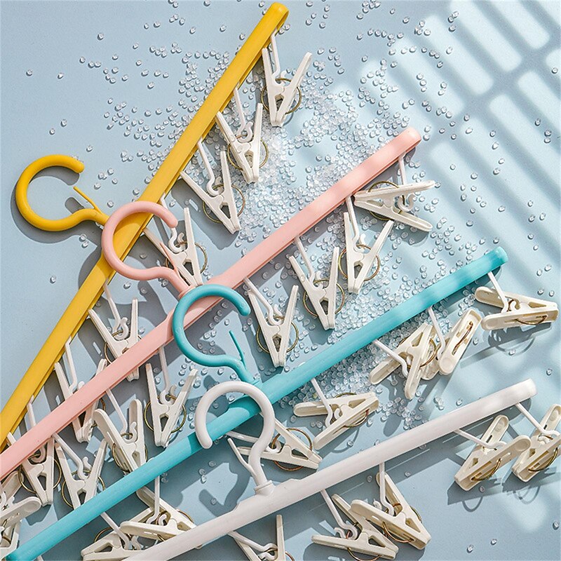 3pcs Rotating Clothes Drying Rack with 8 Clips, Non-Slip, Traceless Socks Hanger for Students' Dormitories, Household Clothes, Underwear, Socks, Ties, Ideal for Wardrobe, Bathroom, Home Organization2