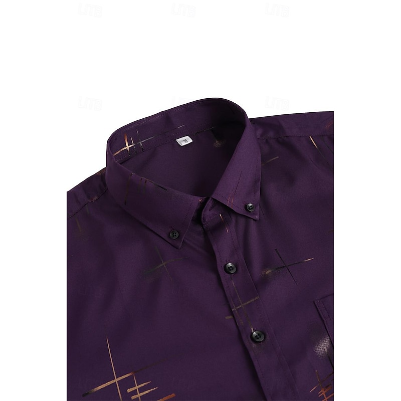 Men's Dress Shirt Button Down Shirt Non Iron Shirt Collared Shirt Stretch Tartan Wedding Work Wine Black / Gray Black White Long Sleeve Square Neck All Seasons Clothing Apparel3