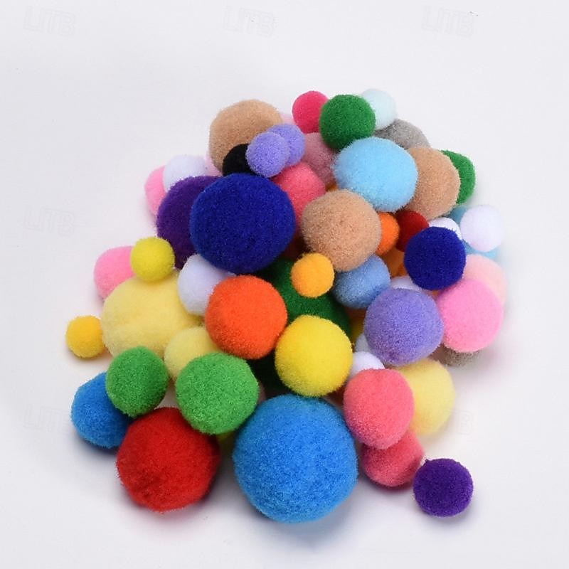 2PCS High Elasticity Gradient Christmas Colored Plush Ball DIY Plush Ball Children's Handmade Jewelry Material Accessories