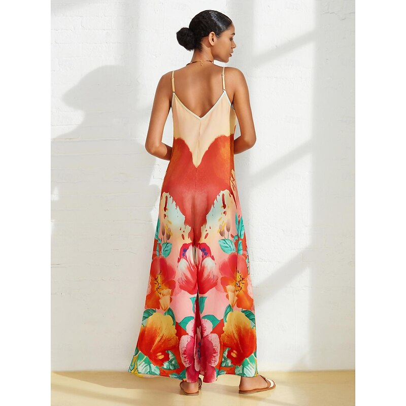 Satin Floral Print Wide Legged Jumpsuit2