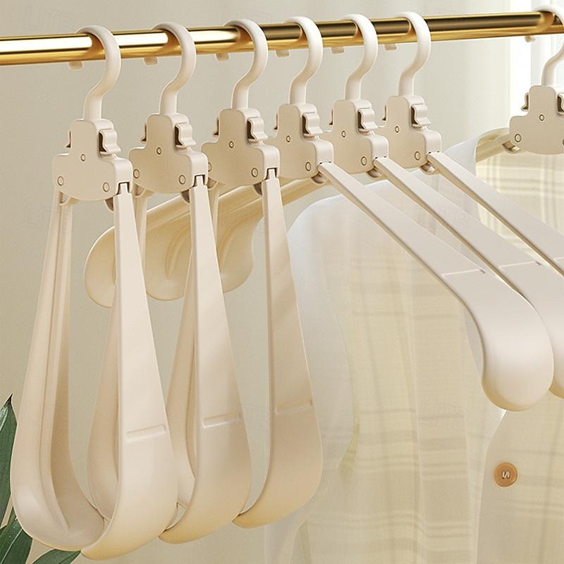 10-Pack Folding Clothes Hangers - Multi-functional for Home, Balcony, Travel, Business Trips; Portable Storage, Wide Shoulder, Traceless, Clothes Drying Rack2