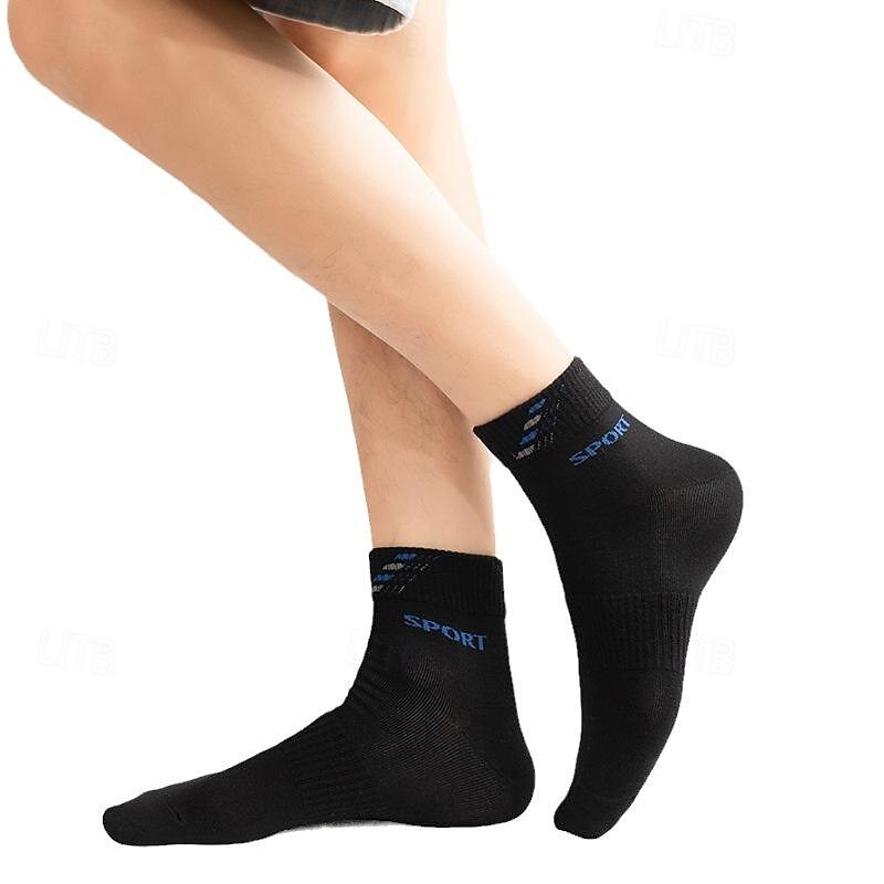 Men's 3 Pack Multi Packs Socks Crew Socks Running Socks Casual Socks Black White Color Letter Sports & Outdoor Daily Vacation Basic Medium Spring Fall Fashion Casual3