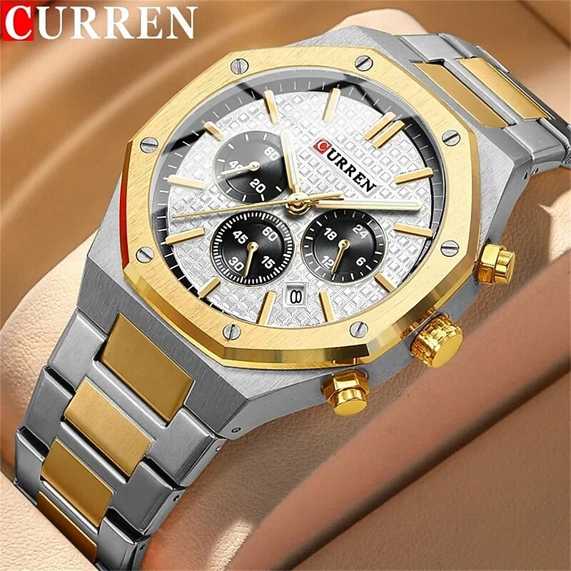 CURREN Men Quartz Watch Fashion Business Wristwatch Luminous Calendar Waterproof Decoration Steel Watch