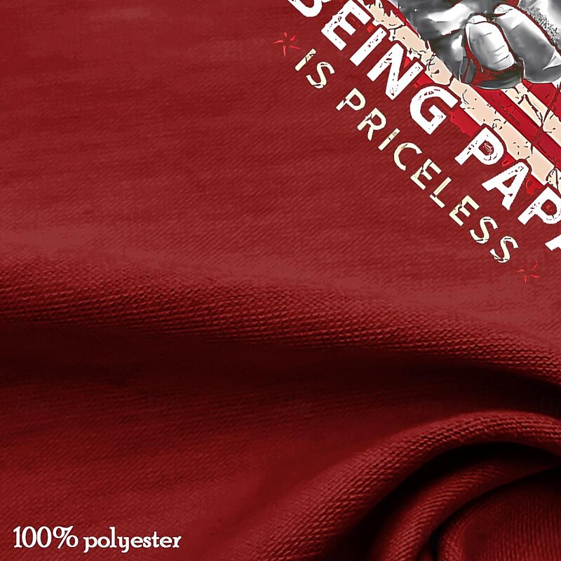 Men's Short Sleeve Graphic T-Shirt: "Being Dad is an Honor, Being Papa is Priceless" Quote, Red, Perfect Father's Day Gift for Dads2