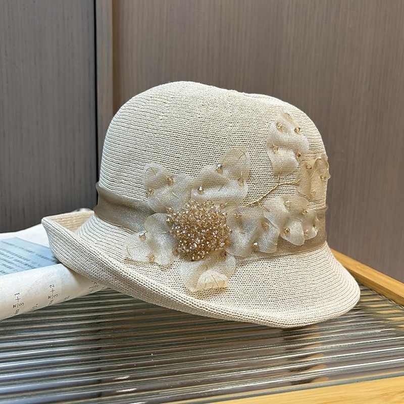 Fascinators Hats Headwear Tulle Acrylic / Cotton Bucket Hat Fedora Hat Straw Hat Casual Holiday Elegant Vintage With Rhinestone Feather Headpiece Headwear