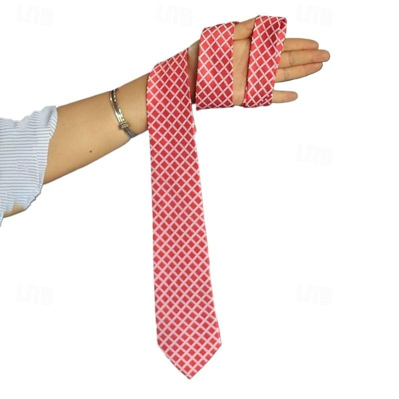 1Pc Man Necktie Pink Grid Width 8cm Bridegroom Groomsman Tie Business Manager Tie3