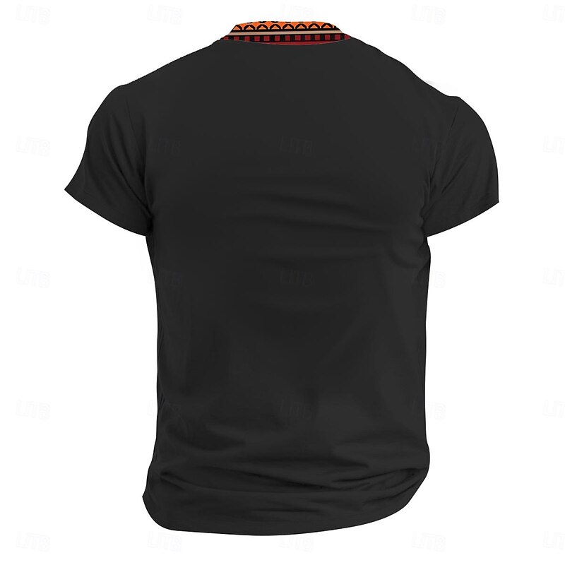 Smile Face Men's Ethnic Style 3D Print T shirt Tee Henley Shirt Casual Daily T shirt Black Khaki Short Sleeve Henley Shirt Summer Clothing Apparel S M L XL XXL 3XL2