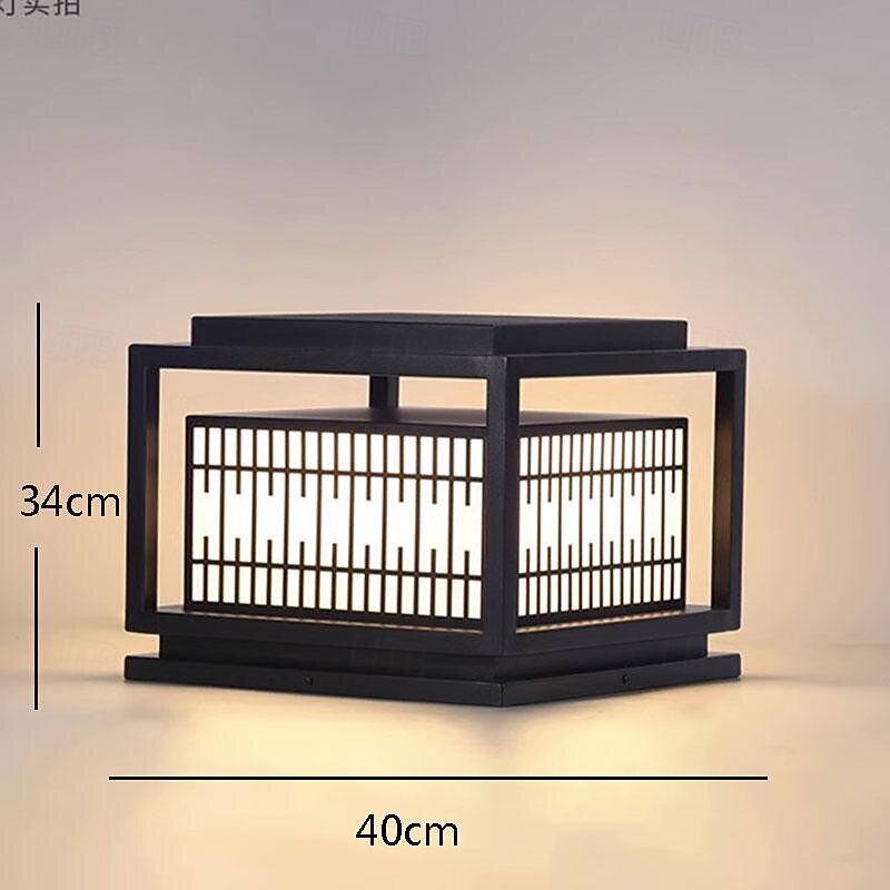 Modern Post Light Fixture Waterproof Landscape Path Lights E27 Deck Fence Post Cap Lamp with Acrylic Shade Square Galvanized Sheet Pillar Lamp 110-240V2