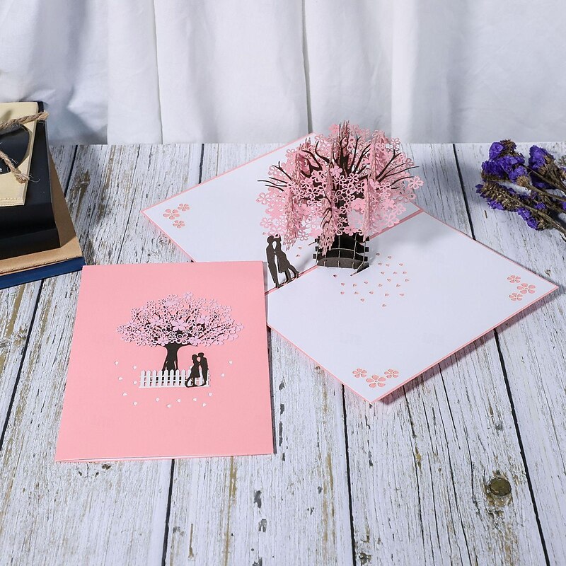 Single Cherry Blossom Tree 3D Card Romantic Sakura Wedding Blessings and Mother's Day Greetings3