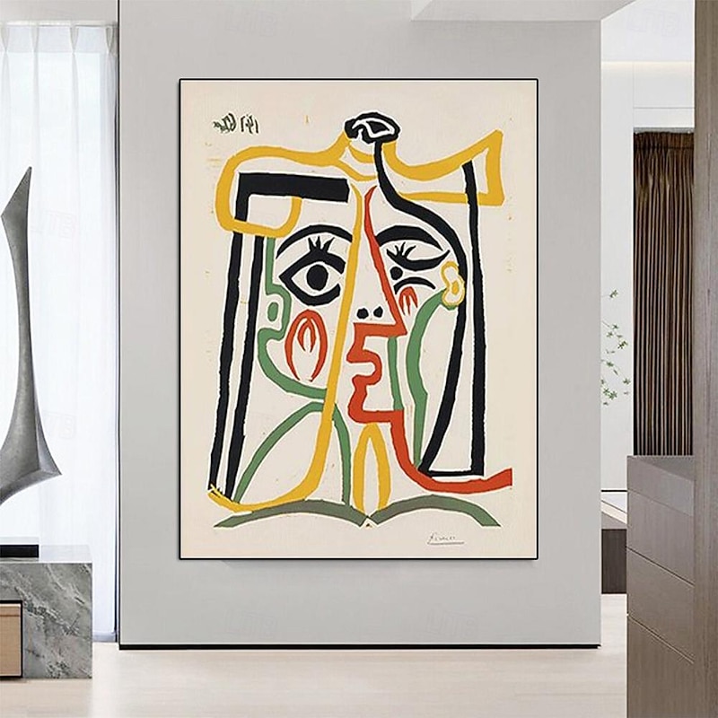 Pablo Picasso oil painting Handmade Pablo Picasso Tete de femme Oil Painting Hand Painted Vertical Famous Pablo Picasso People Vintage Modern painting2