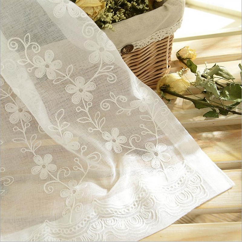 One Panel European Style Embroidered Gauze Curtain Living Room Bedroom Dining Room Semi Transparent Window Screen3